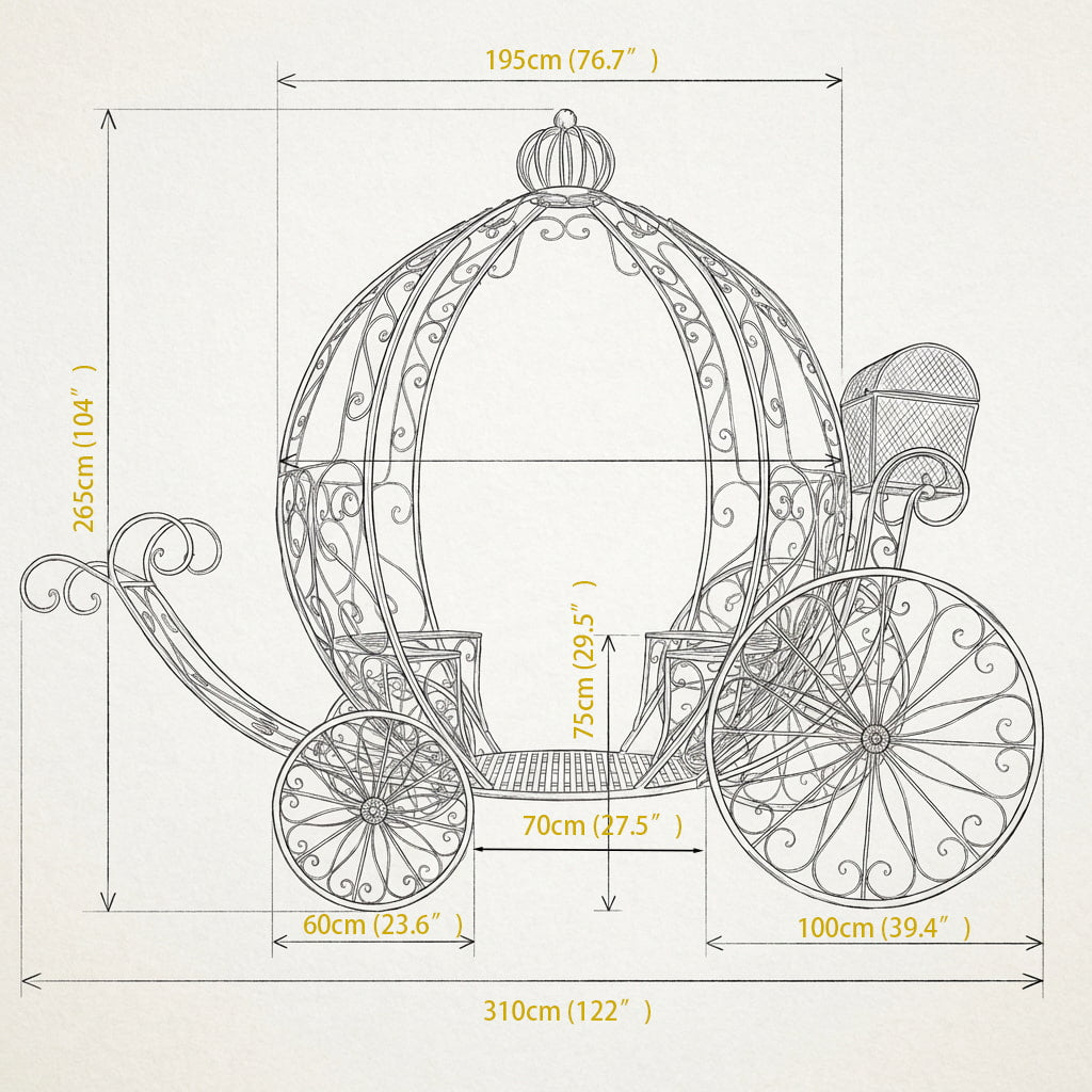 7.9ft Life size Height Fairy Princess Style Cinderella's Fantasy Pumpkin Carriage for Castle Decorating/ Halloween/ Baby Shower /Wedding Invitation Decor